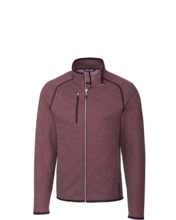 Model wearing a MCO00050 Cutter & Buck Mainsail Sweater-Knit Mens Full Zip Jacket